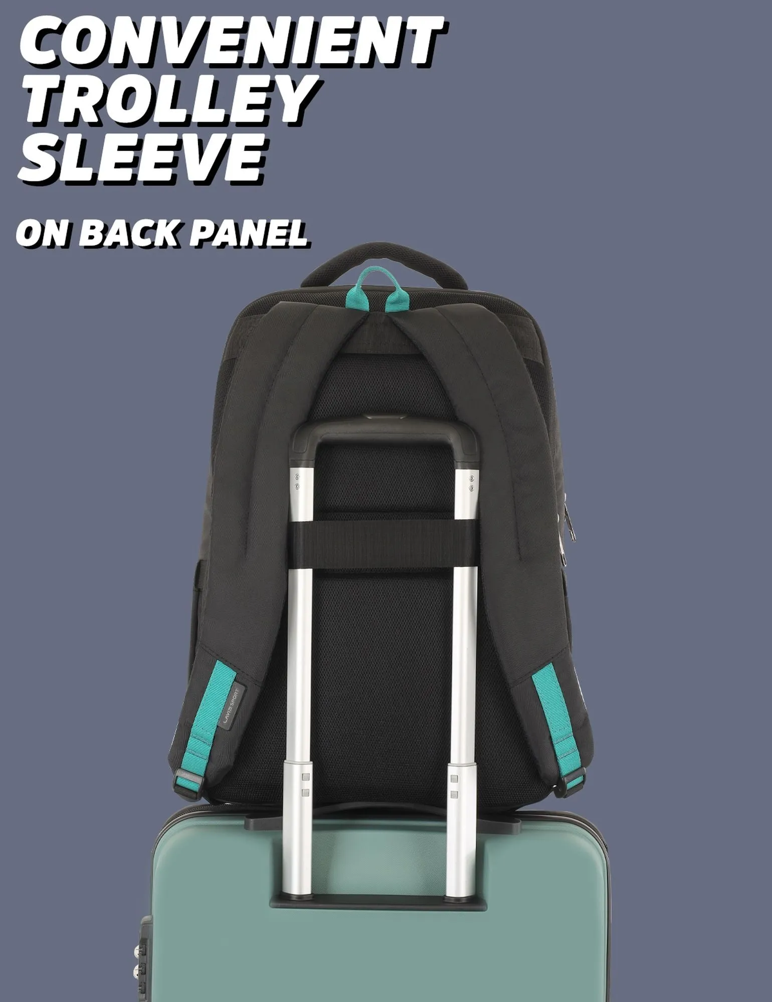 Lavie Sport Armour 24L Laptop Backpack with Trolley sleeve For Men & Women Black/Navy