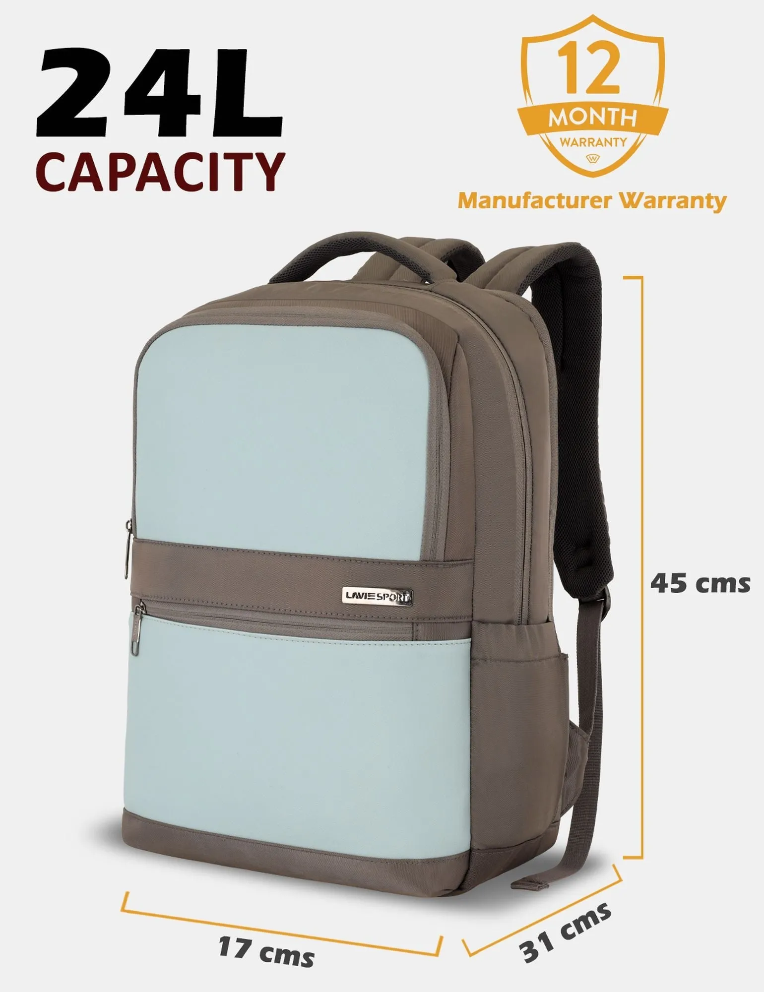 Lavie Sport Armour 24L Laptop Backpack with Trolley sleeve For Men & Women Black/Navy