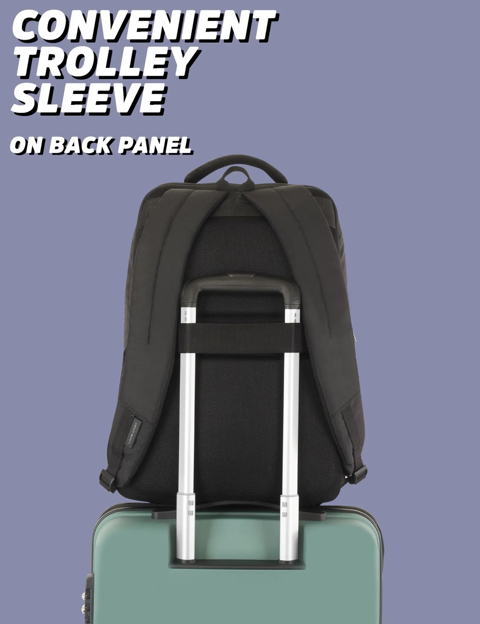 Lavie Sport Armour 24L Laptop Backpack with Trolley sleeve For Men & Women Black/Navy