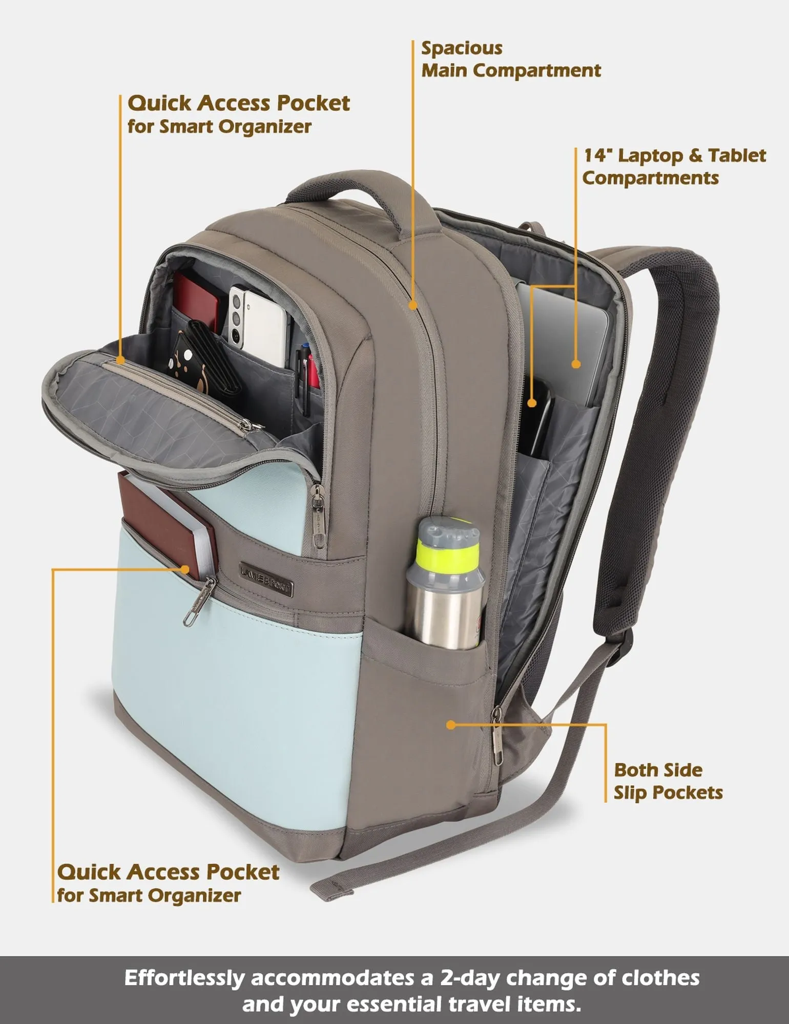Lavie Sport Armour 24L Laptop Backpack with Trolley sleeve For Men & Women Black/Navy