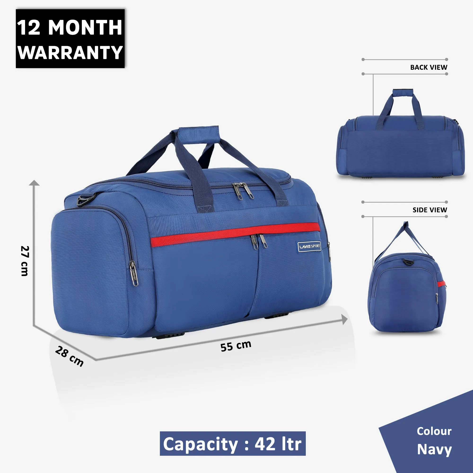 Lavie Sport Epitome 55 cms Medium Duffle Bag For | Airbag| Duffle