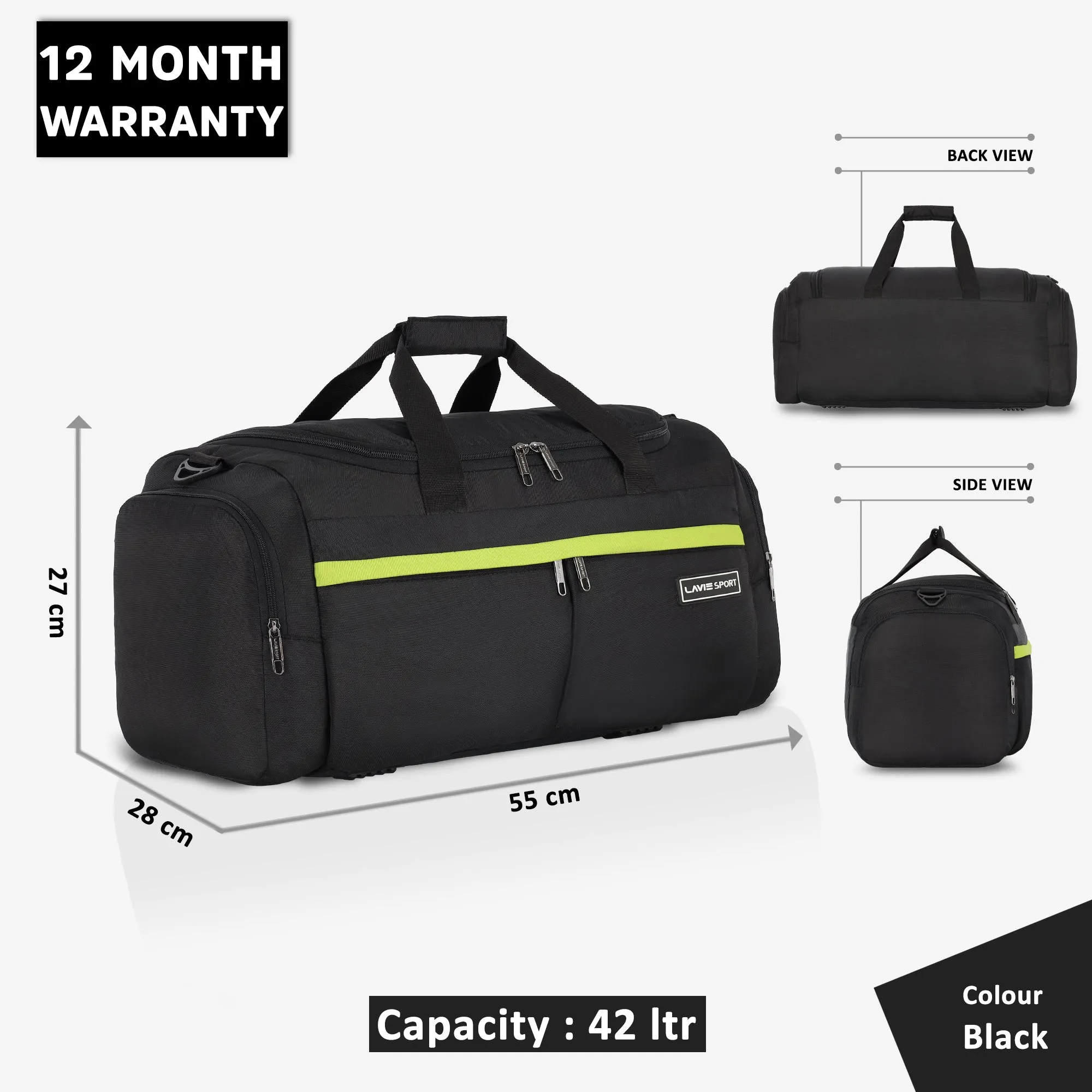Lavie Sport Epitome 55 cms Medium Duffle Bag For | Airbag| Duffle