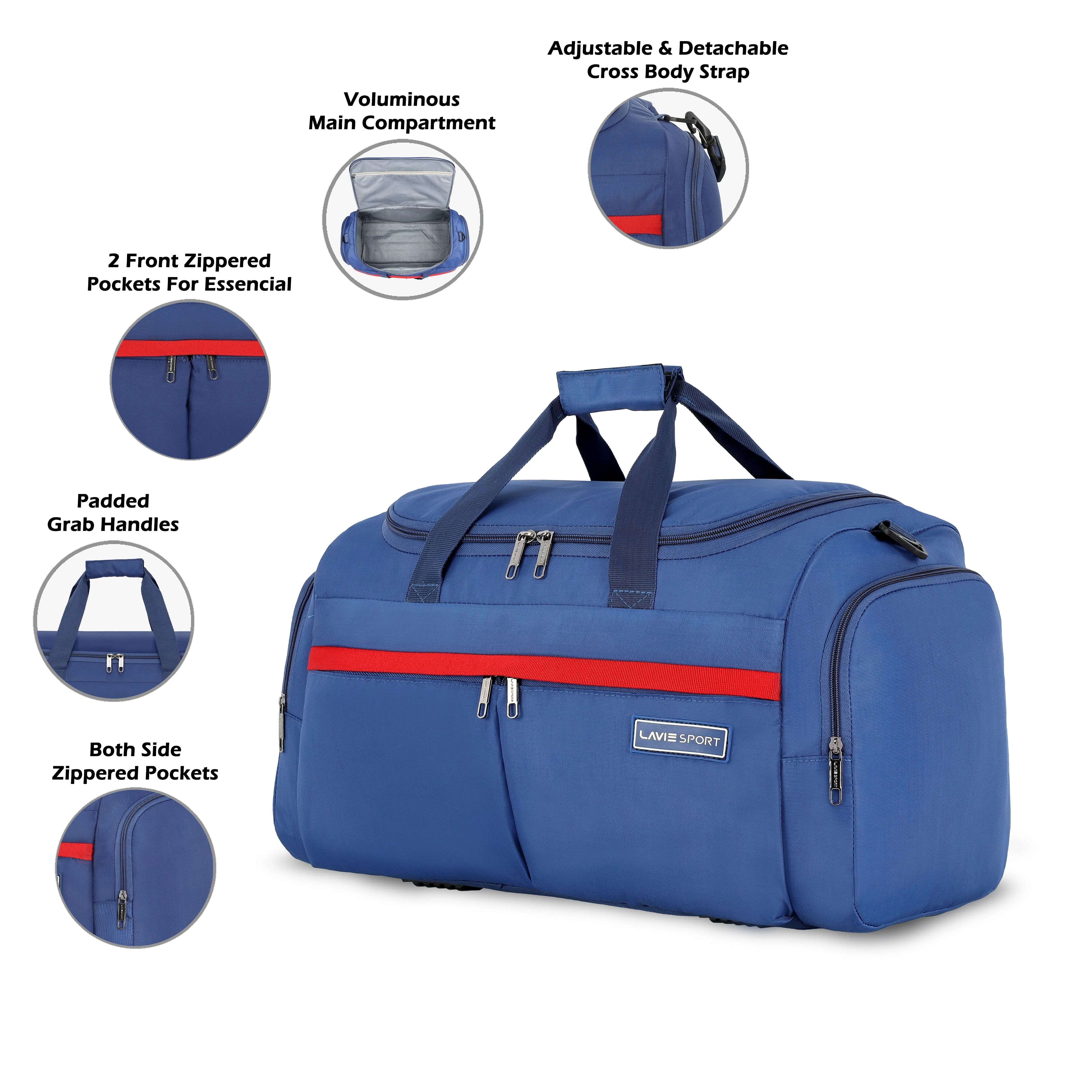 Lavie Sport Epitome 55 cms Medium Duffle Bag For | Airbag| Duffle