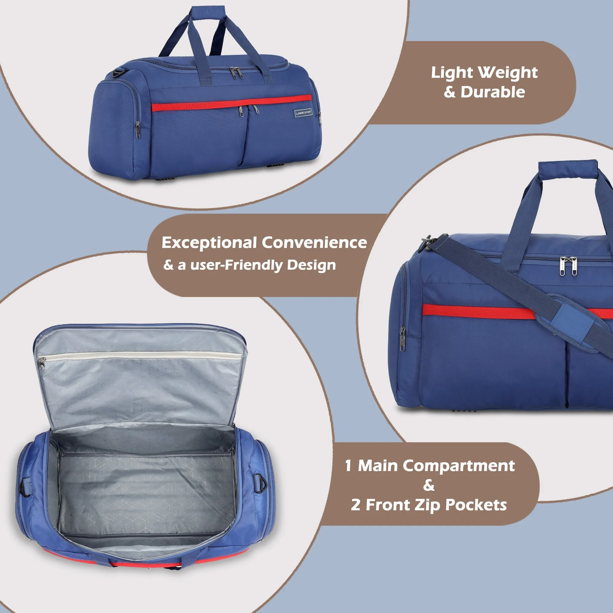 Lavie Sport Epitome 55 cms Medium Duffle Bag For | Airbag| Duffle
