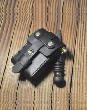 Leather Black Mens Cigarette Case Cigarette Holder Belt Pouch with Belt Loop for Men