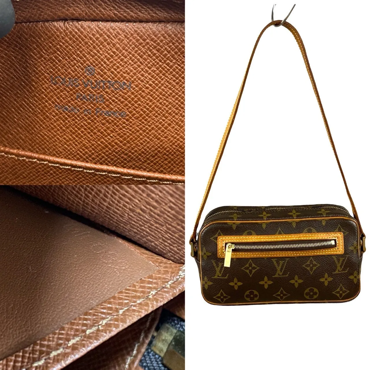 LOUIS VUITTON Shoulder Bag leather Brown Monogram Pochette cite