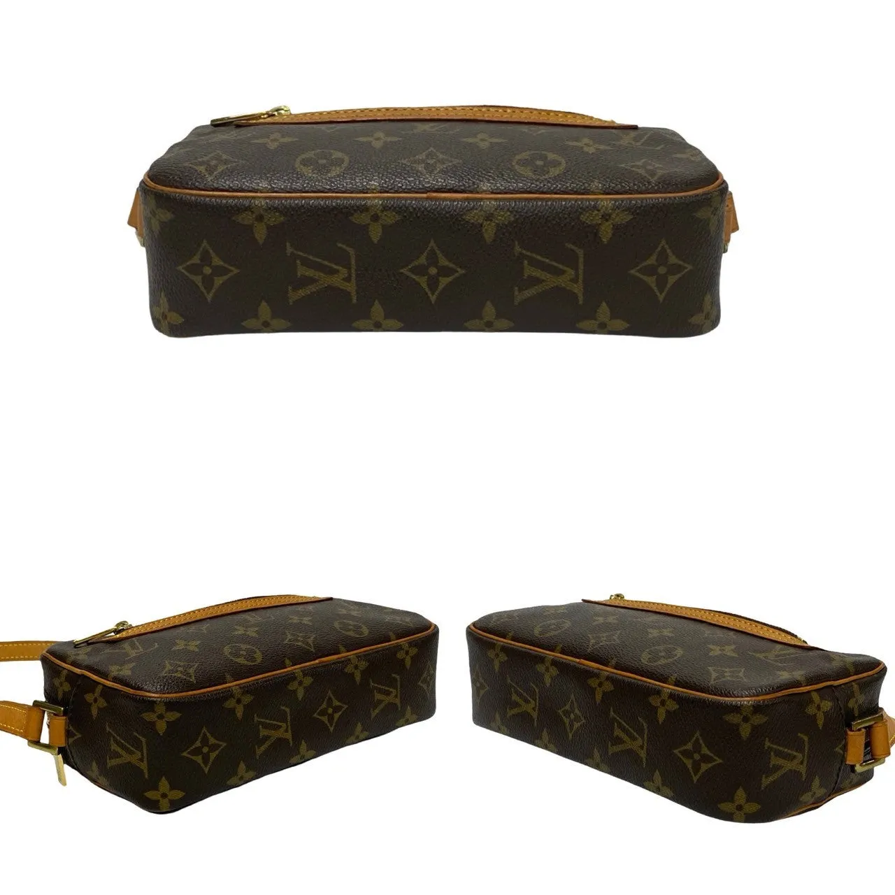 LOUIS VUITTON Shoulder Bag leather Brown Monogram Pochette cite