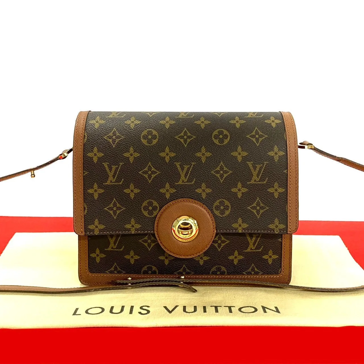 LOUIS VUITTON Shoulder Bag leather Brown Monogram Raspail