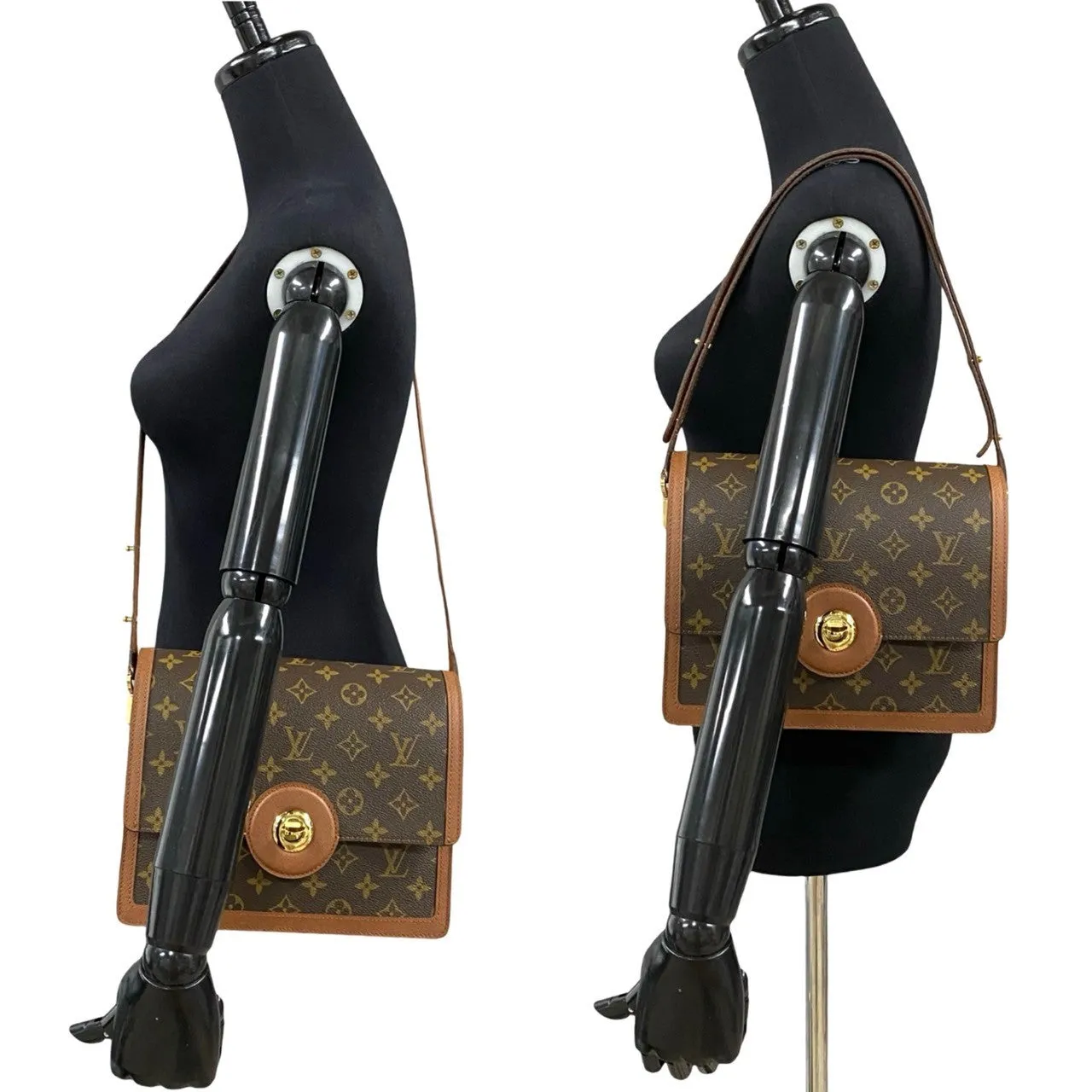 LOUIS VUITTON Shoulder Bag leather Brown Monogram Raspail