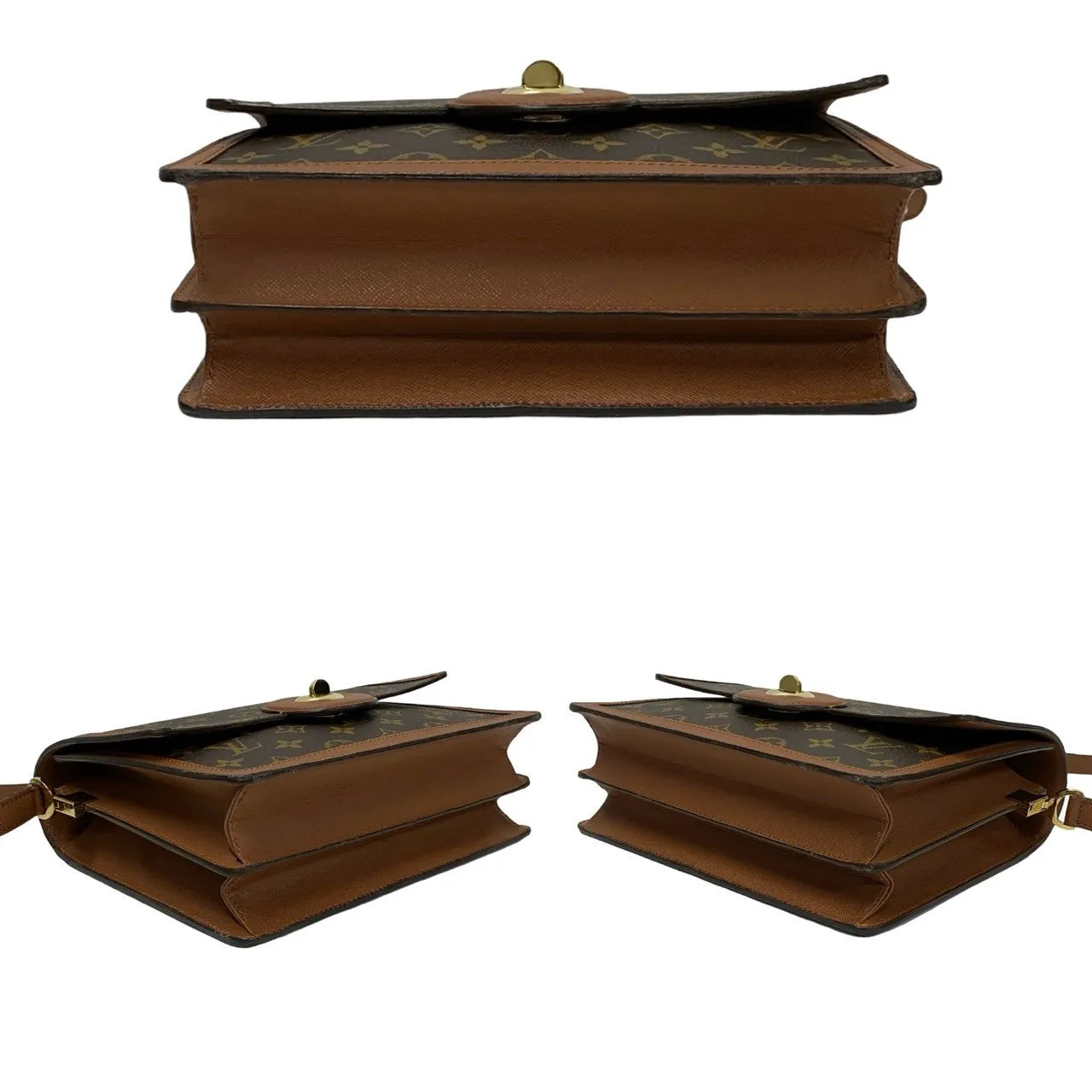 LOUIS VUITTON Shoulder Bag leather Brown Monogram Raspail