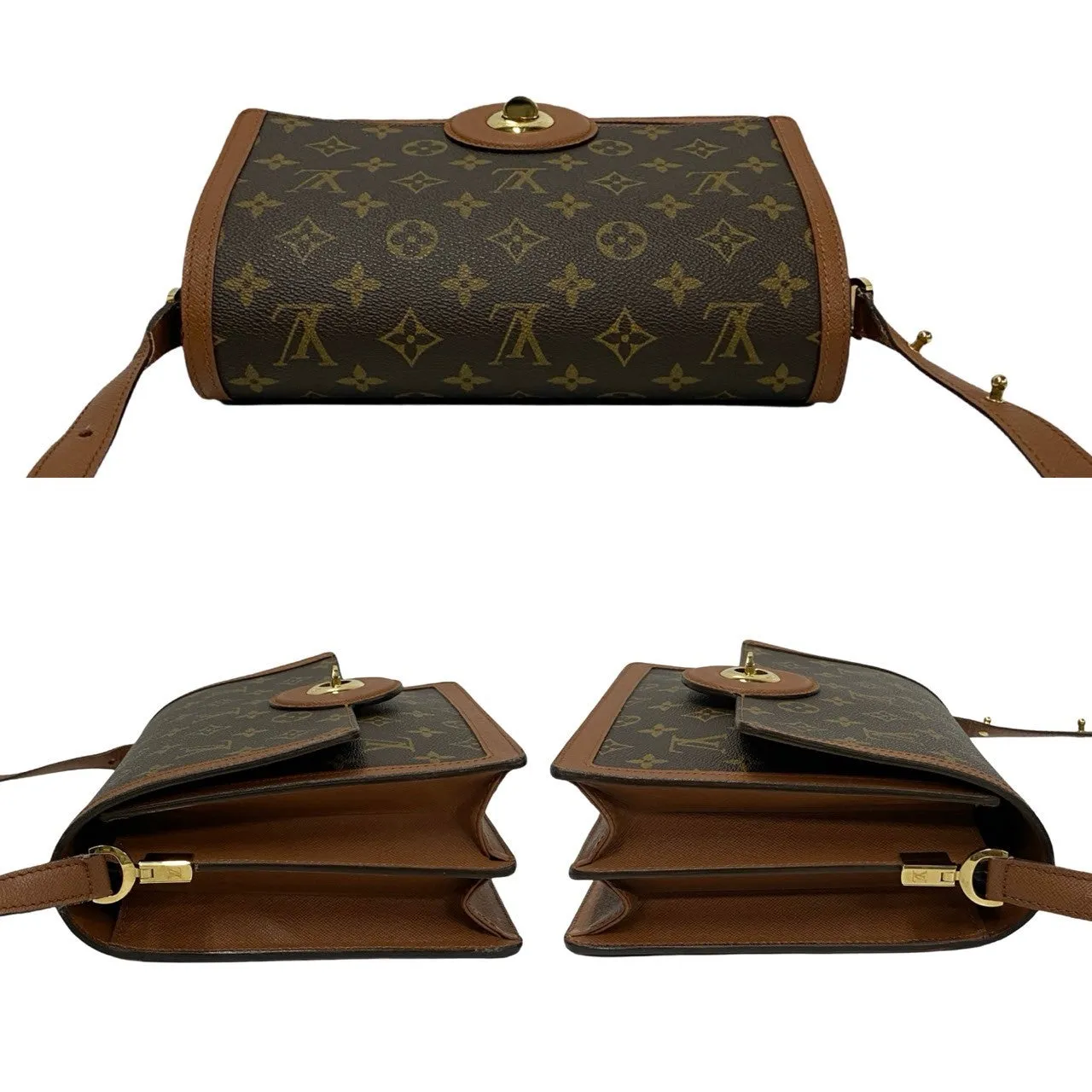 LOUIS VUITTON Shoulder Bag leather Brown Monogram Raspail
