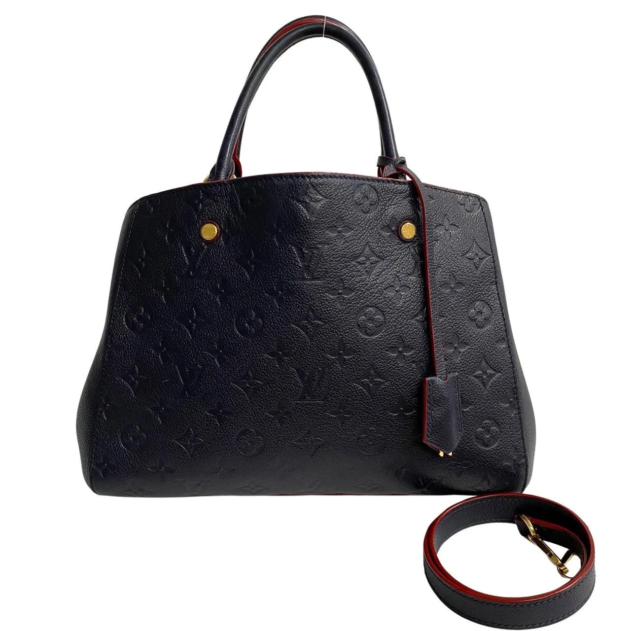 LOUIS VUITTON Shoulder Bag leather Navy Monogram Unplant Montaigne MM