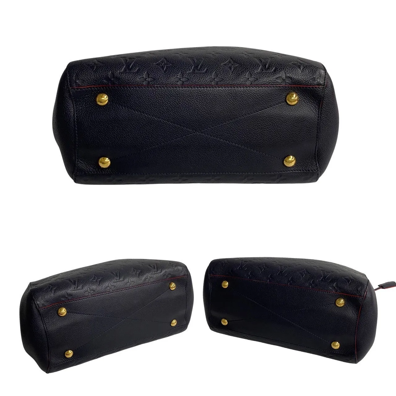 LOUIS VUITTON Shoulder Bag leather Navy Monogram Unplant Montaigne MM