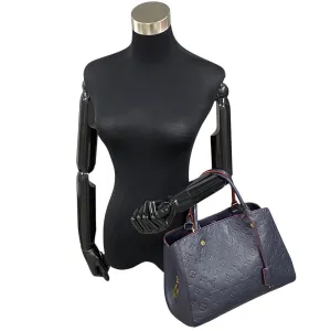 LOUIS VUITTON Shoulder Bag leather Navy Monogram Unplant Montaigne MM