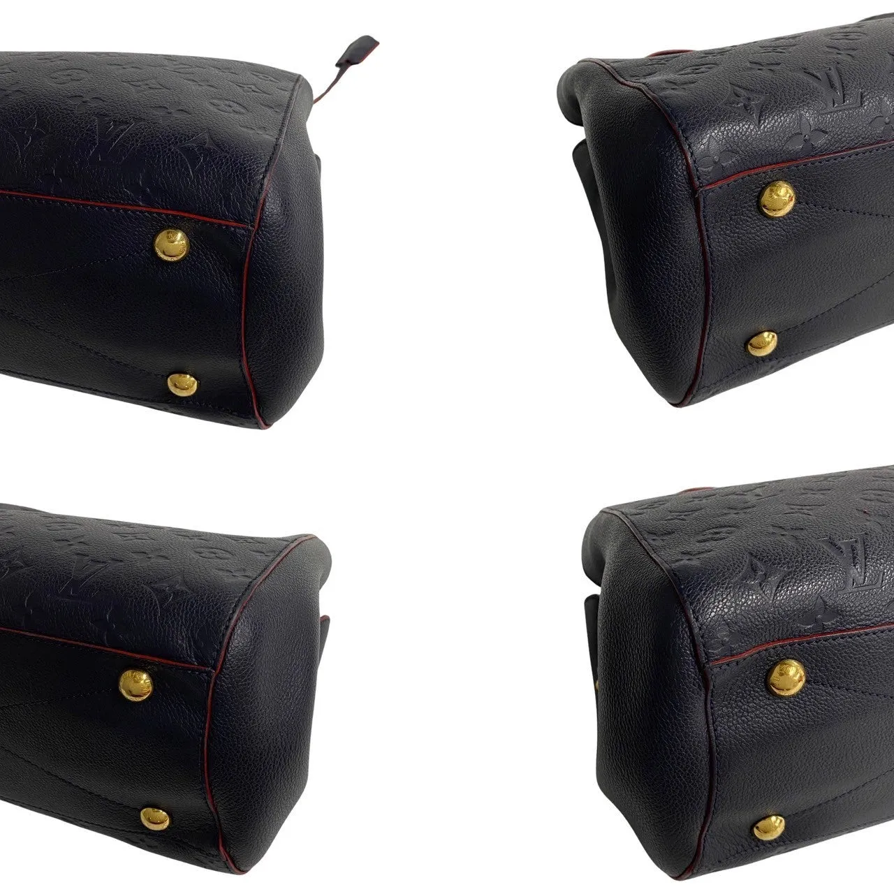 LOUIS VUITTON Shoulder Bag leather Navy Monogram Unplant Montaigne MM