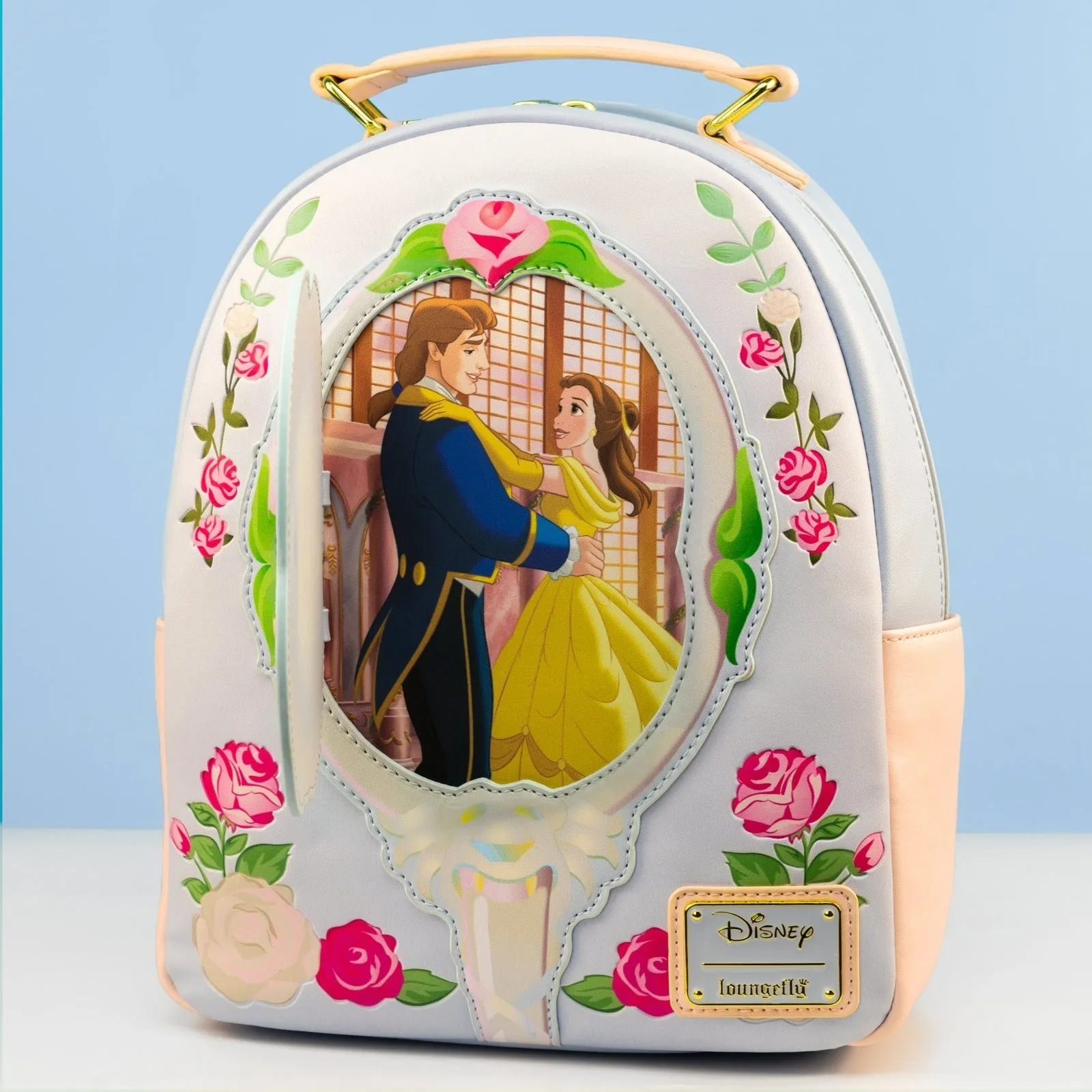 Loungefly x Disney Beauty and The Beast Floral Mirror Mini Backpack