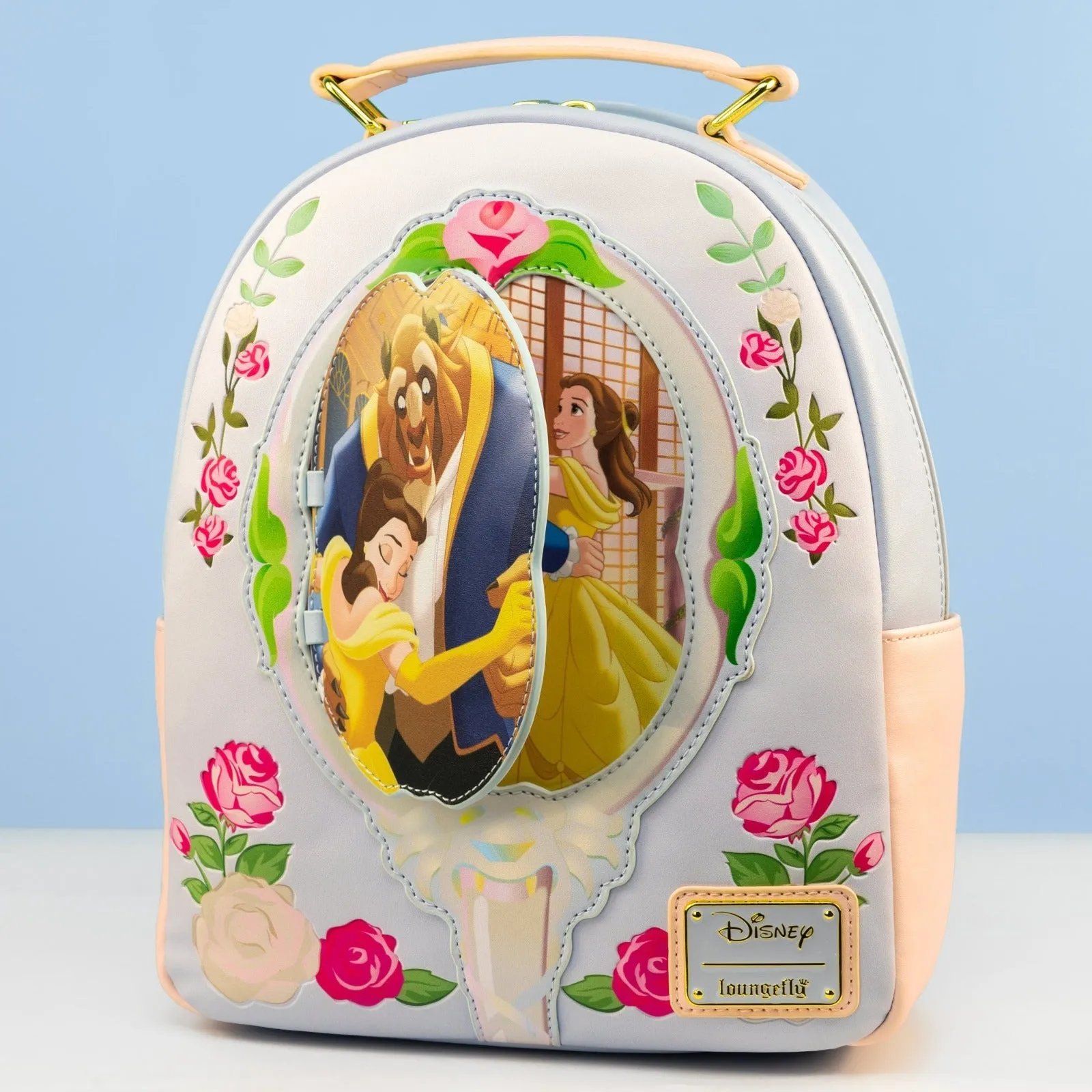 Loungefly x Disney Beauty and The Beast Floral Mirror Mini Backpack