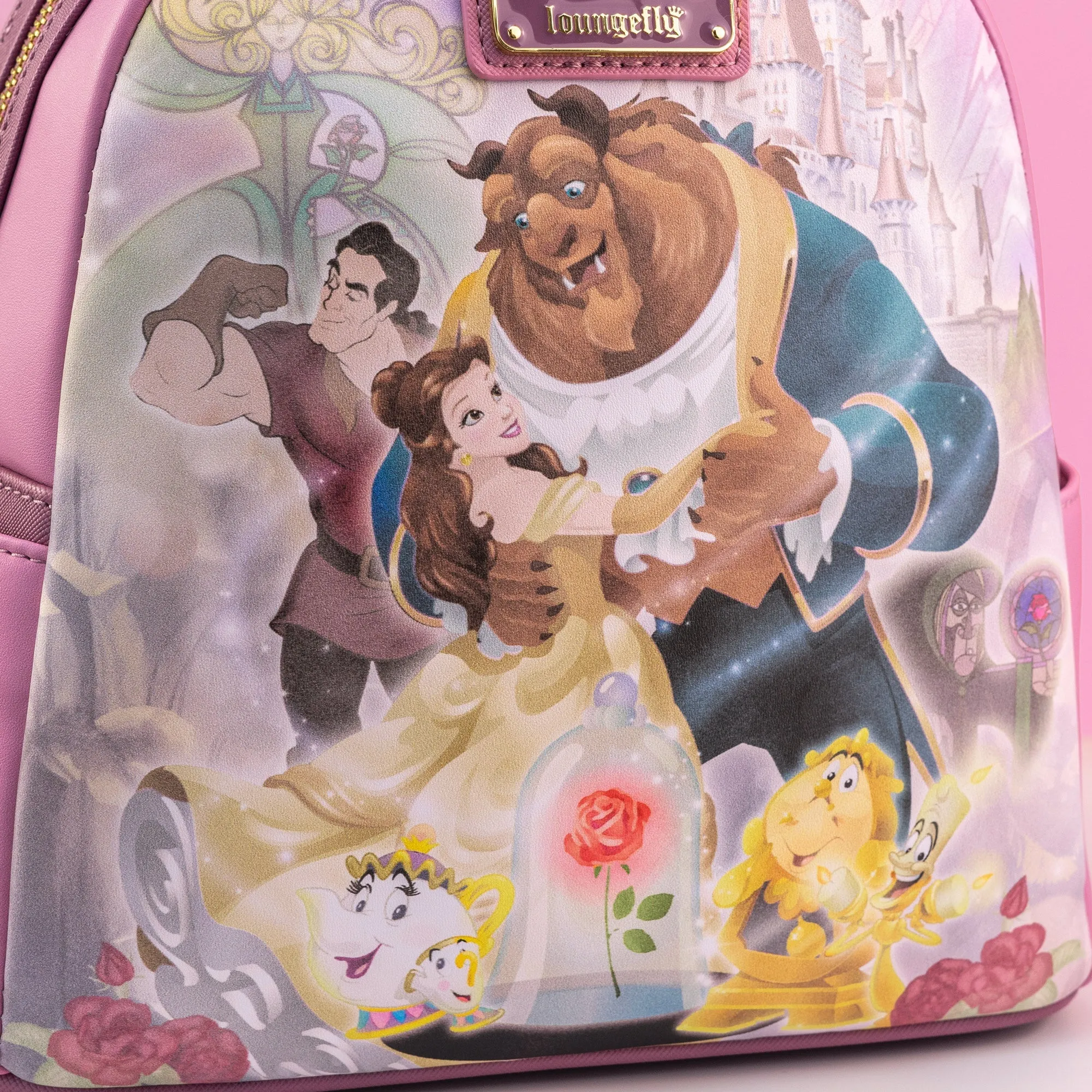 Loungefly x Disney Beauty and the Beast Pastel Character Ensemble Mini Backpack