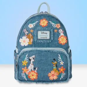 Loungefly x Disney Dogs & Cats Faux Denim Fringe Mini Backpack