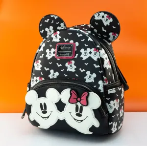 Loungefly x Disney Ghost Mickey and Minnie Glow in the Dark Print Mini Backpack