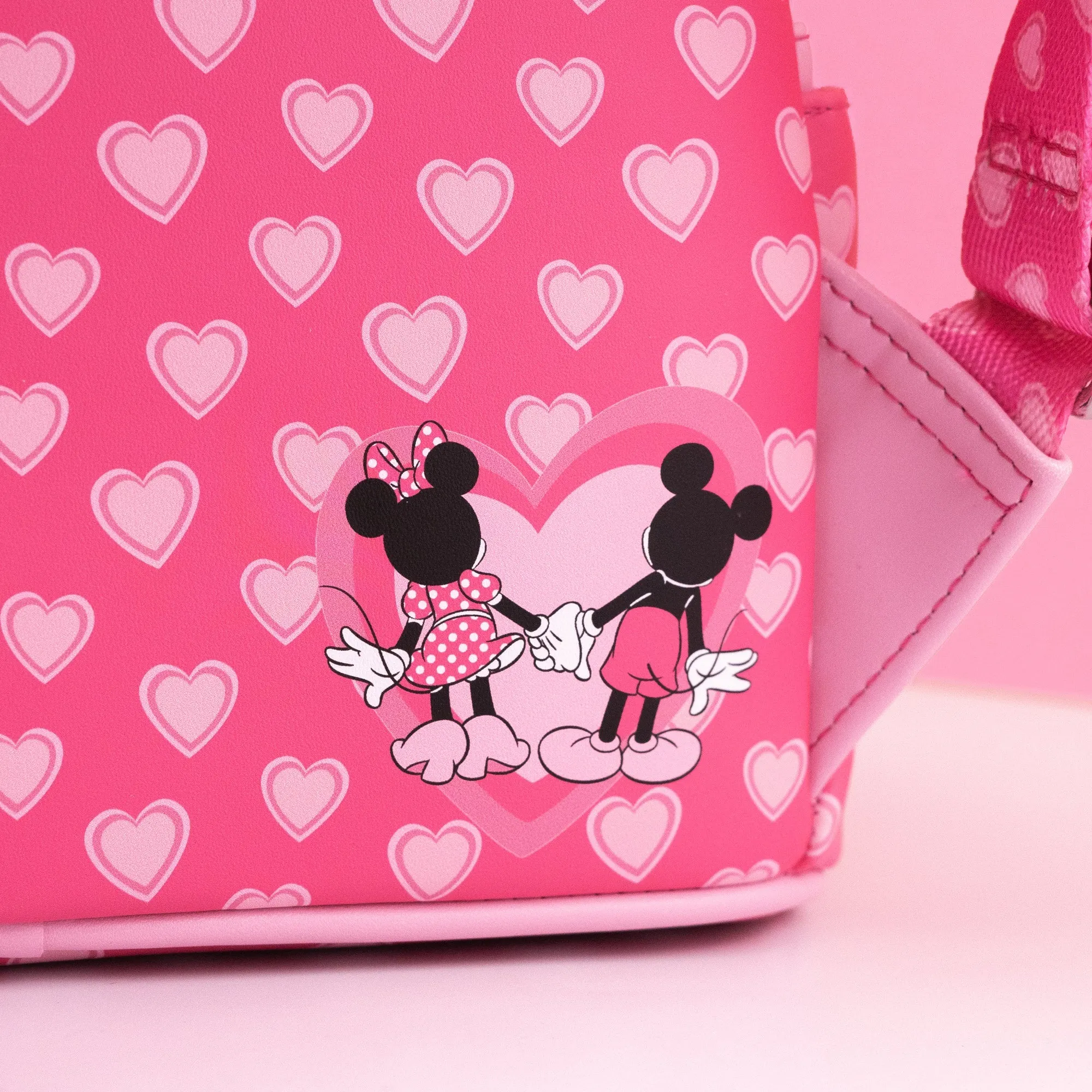 Loungefly x Disney Mickey and Minnie Pink Valentines Mini Backpack