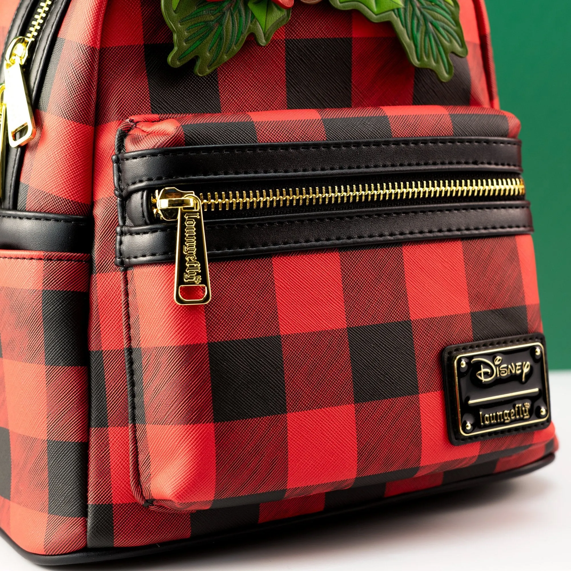 Loungefly x Disney Mickey Mouse Christmas Mistletoe Plaid Mini Backpack