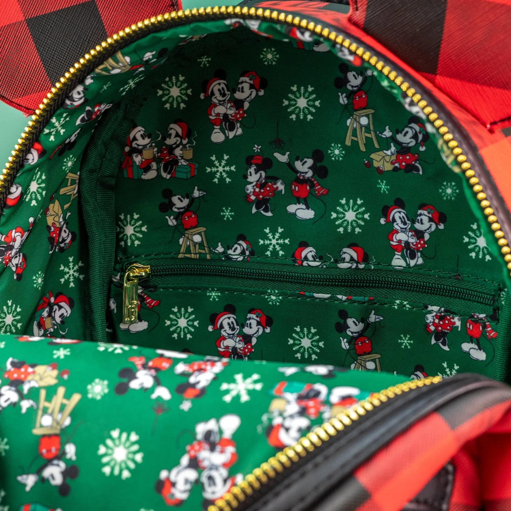 Loungefly x Disney Mickey Mouse Christmas Mistletoe Plaid Mini Backpack