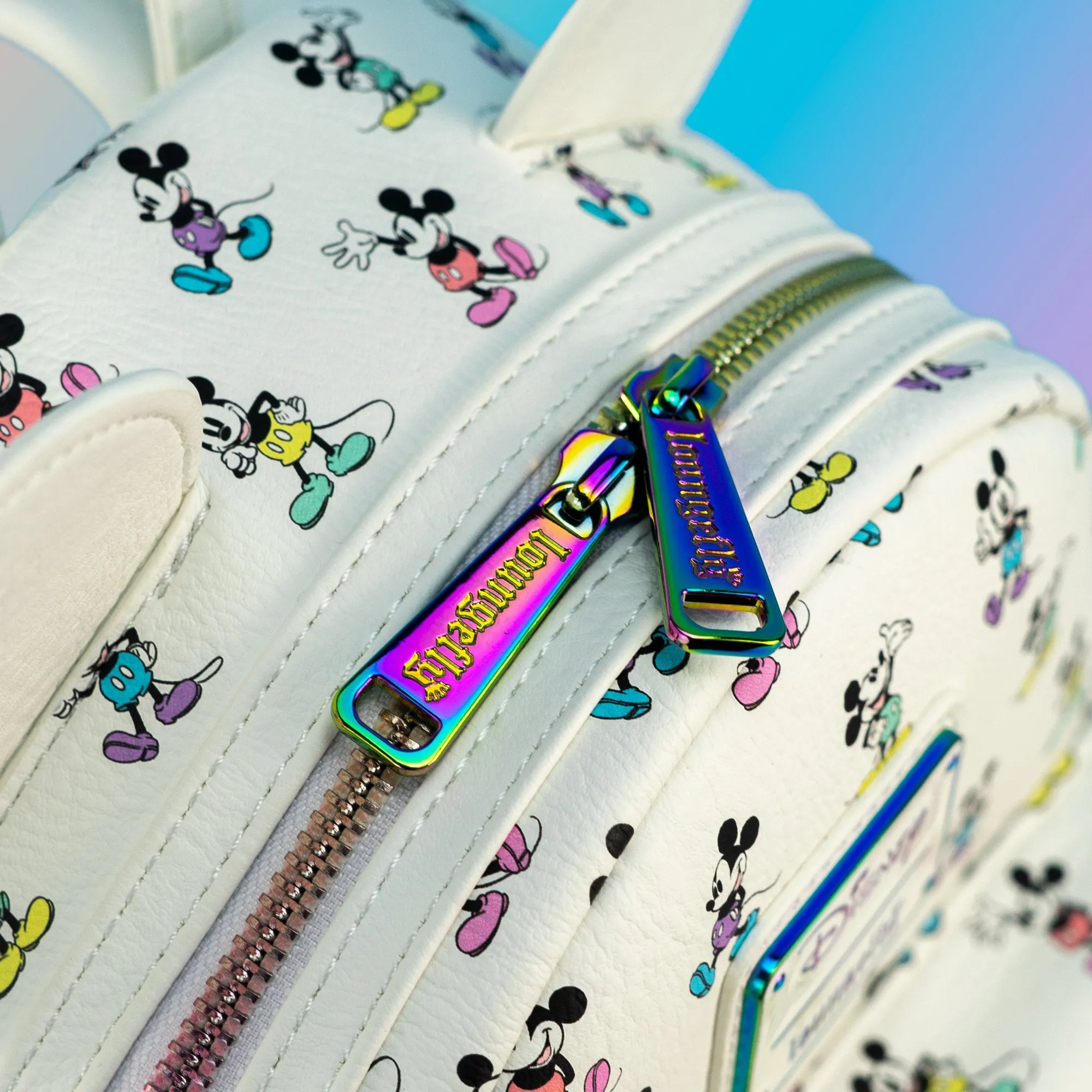 Loungefly x Disney Mickey Mouse Pastel Rainbow Poses Mini Backpack