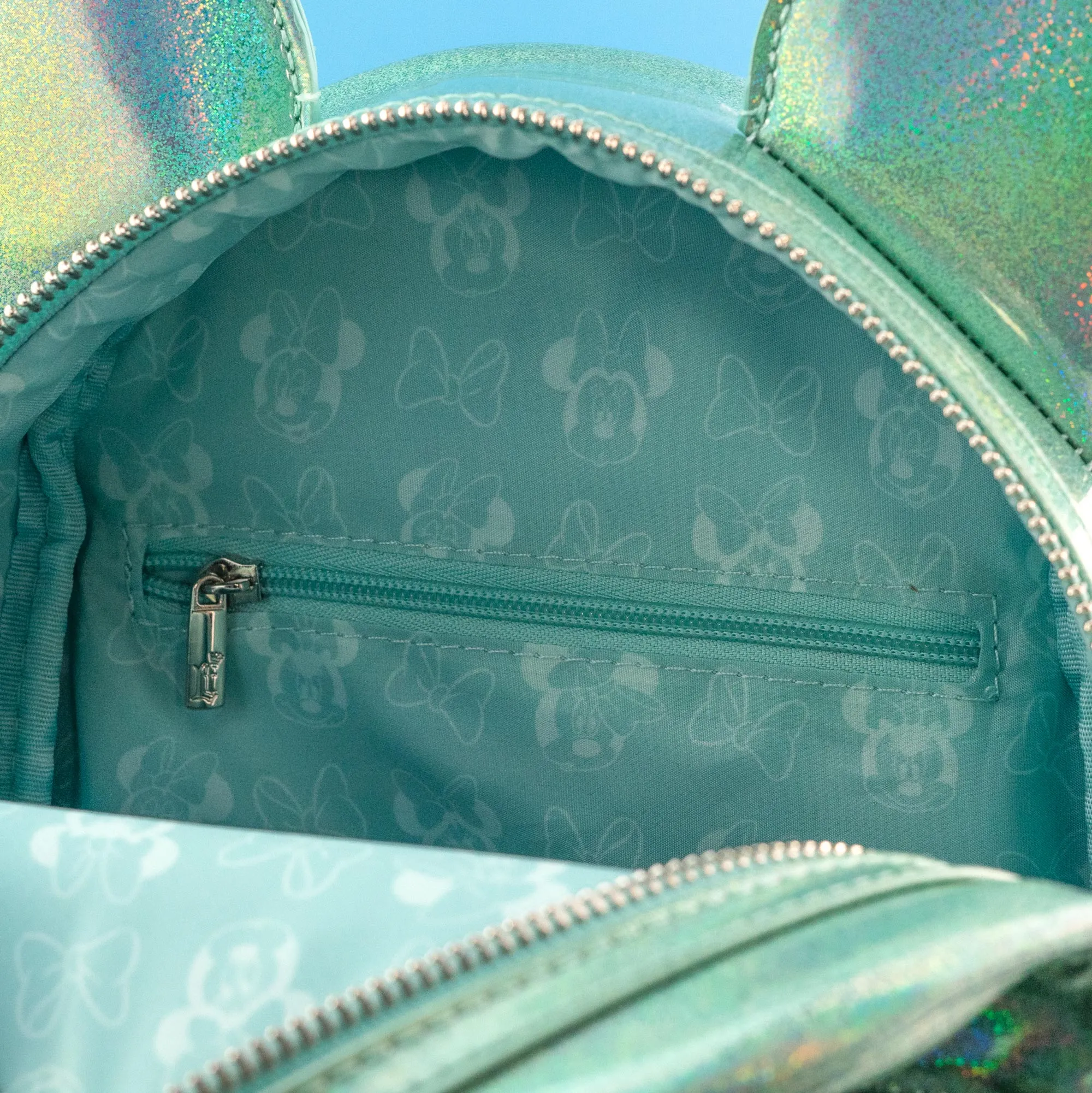 Loungefly x Disney Minnie Mouse Holographic Jade Sequin Mini Backpack