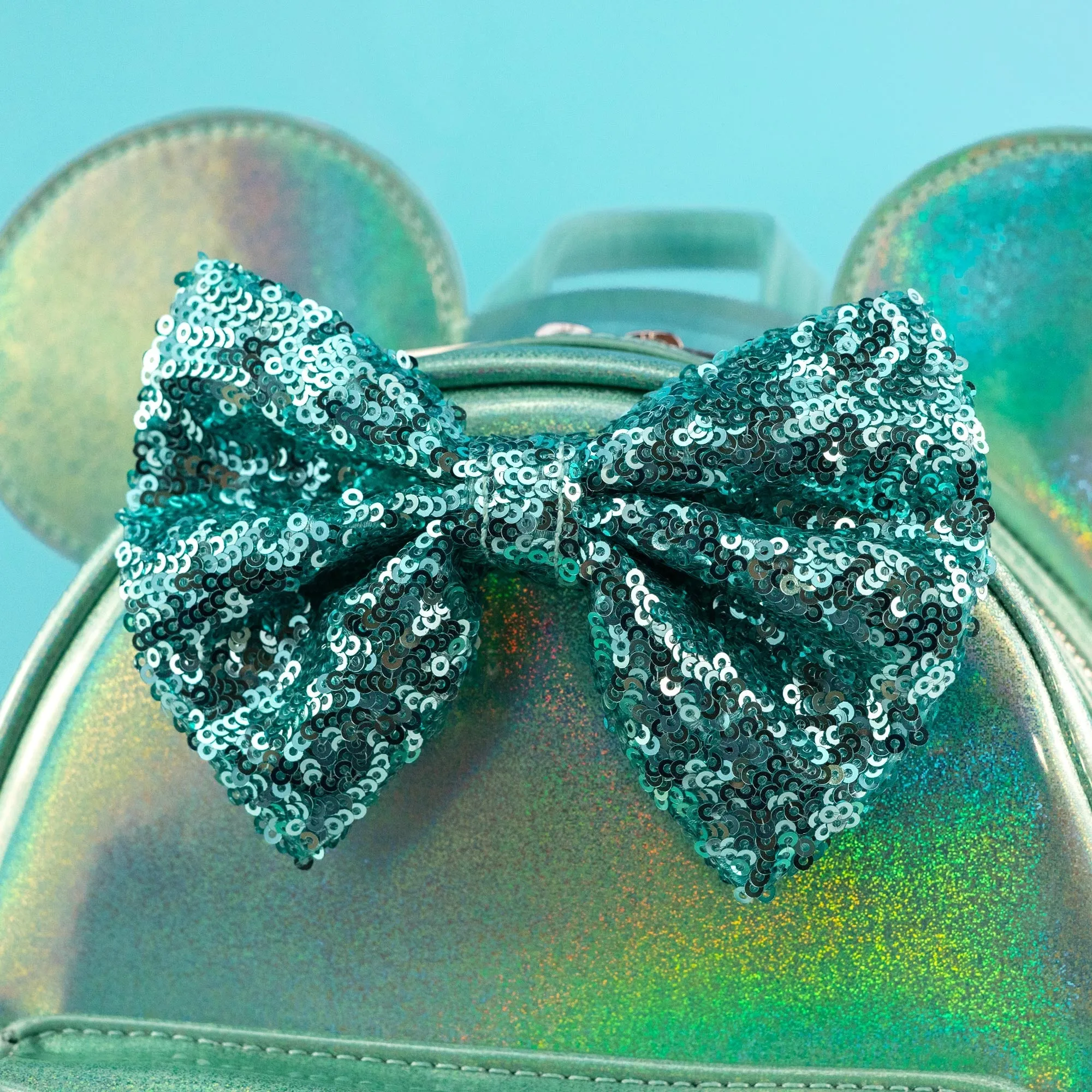 Loungefly x Disney Minnie Mouse Holographic Jade Sequin Mini Backpack
