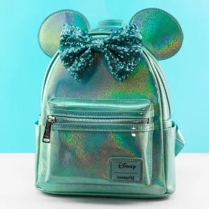 Loungefly x Disney Minnie Mouse Holographic Jade Sequin Mini Backpack