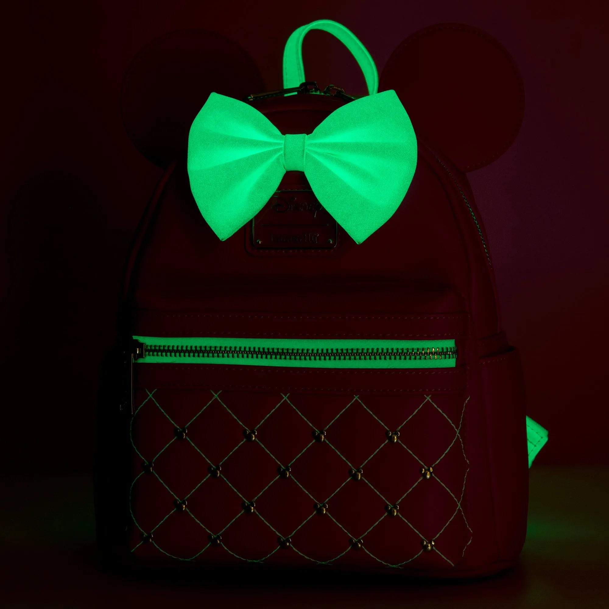 Loungefly x Disney Minnie Mouse Hot-Pink ??Glowberry?? Quilted Mini Backpack