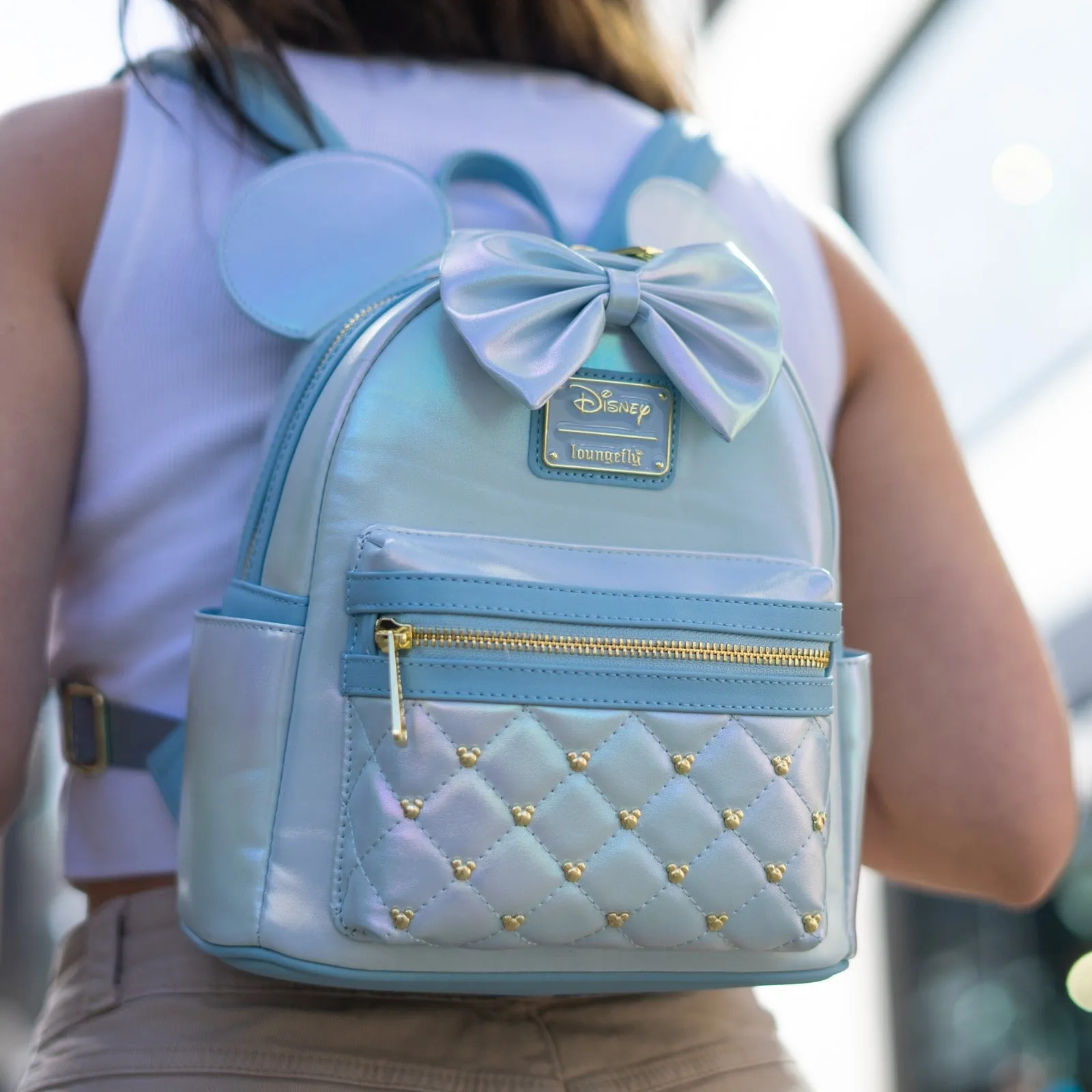 Loungefly x Disney Minnie Mouse Pearlescent Sky Quilted Mini Backpack