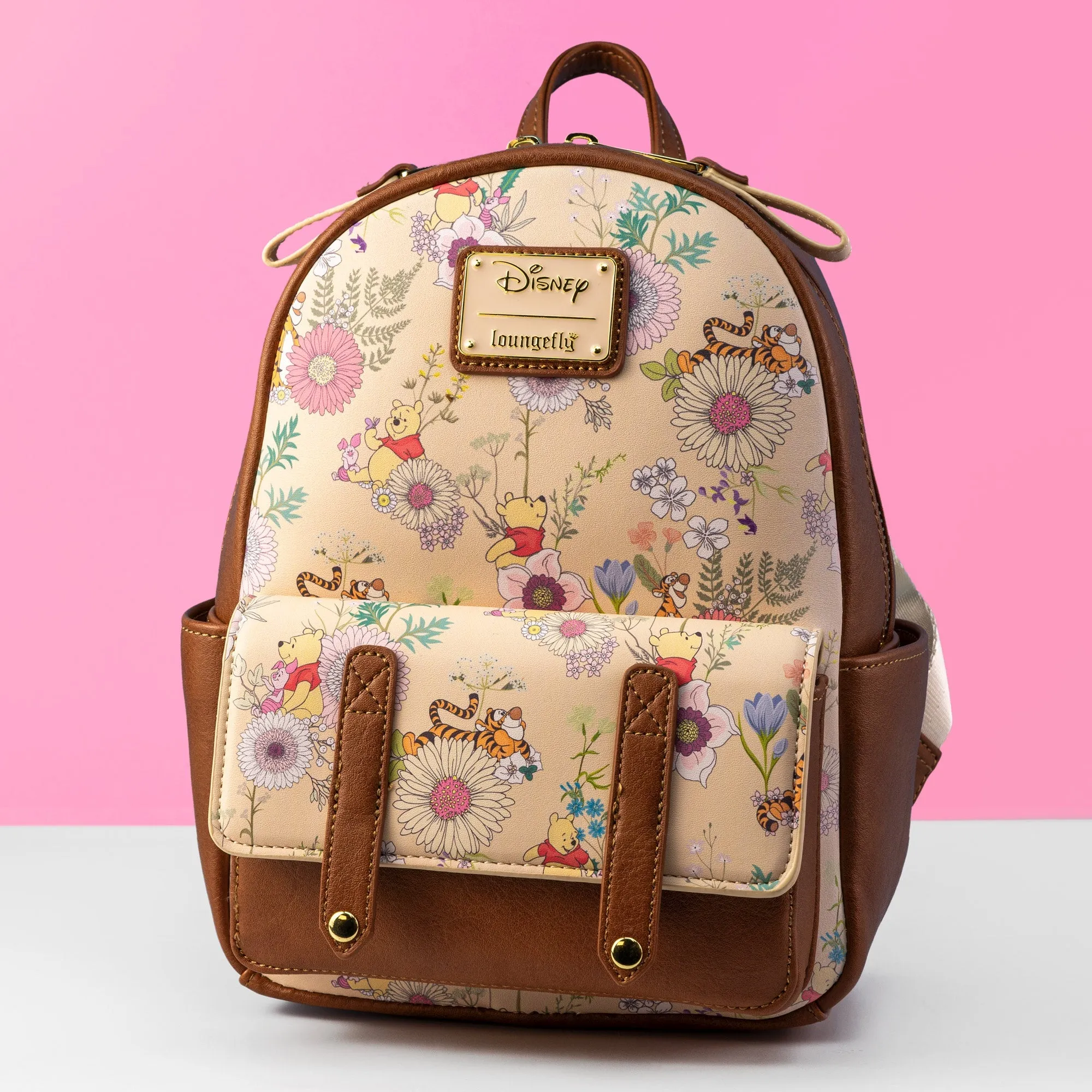 Loungefly x Disney Winnie the Pooh Floral Print Flap Pocket Mini Backpack