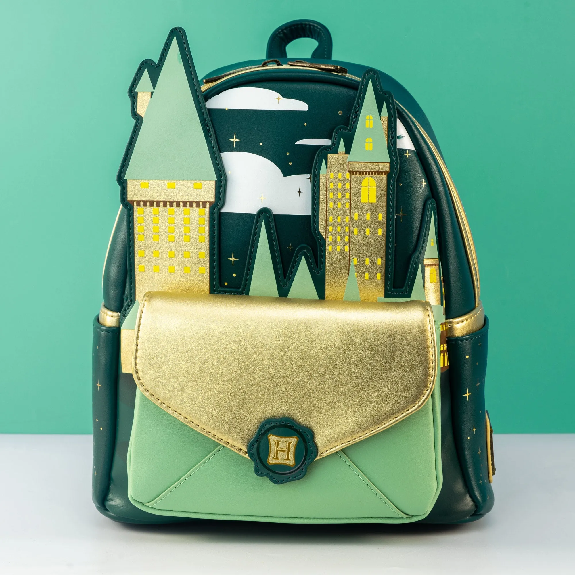 Loungefly x Harry Potter Golden Hogwarts Castle Mini Backpack