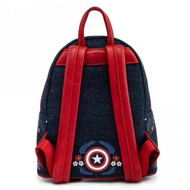 Loungefly x Marvel Captain America 80th Anniversary Floral Shield Mini Backpack