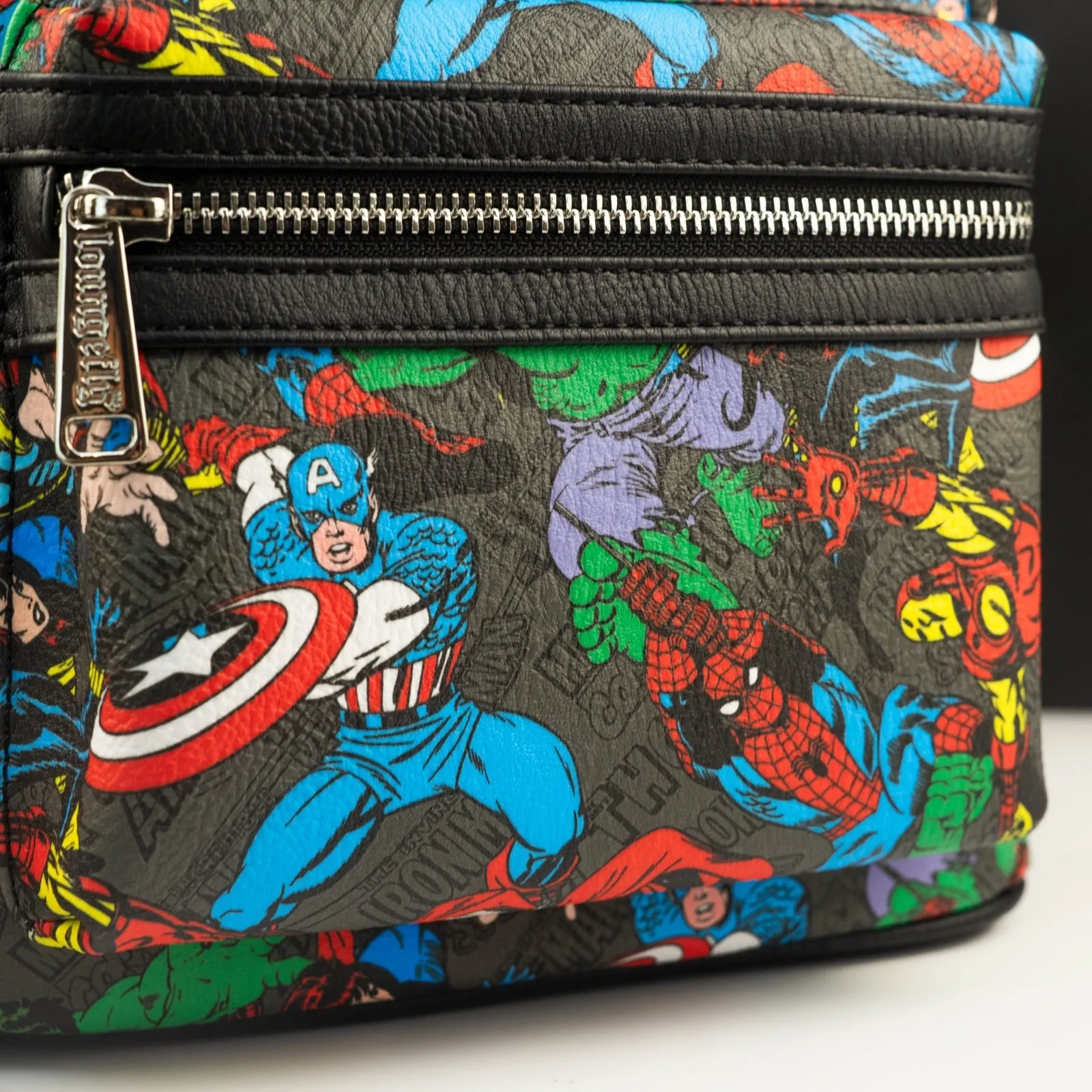 Loungefly x Marvel Comic Book Character Poses AOP Mini Backpack