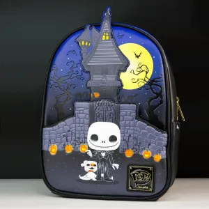 Loungefly x NBC Jack Skellington and Zero GITD House Mini Backpack