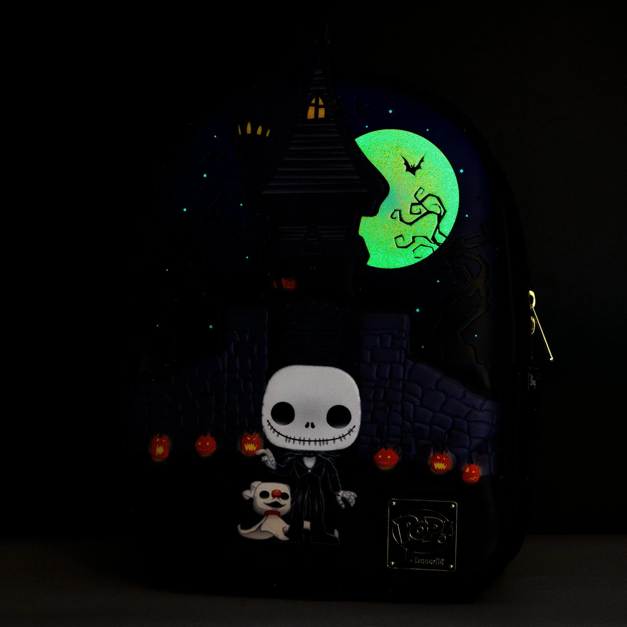 Loungefly x NBC Jack Skellington and Zero GITD House Mini Backpack