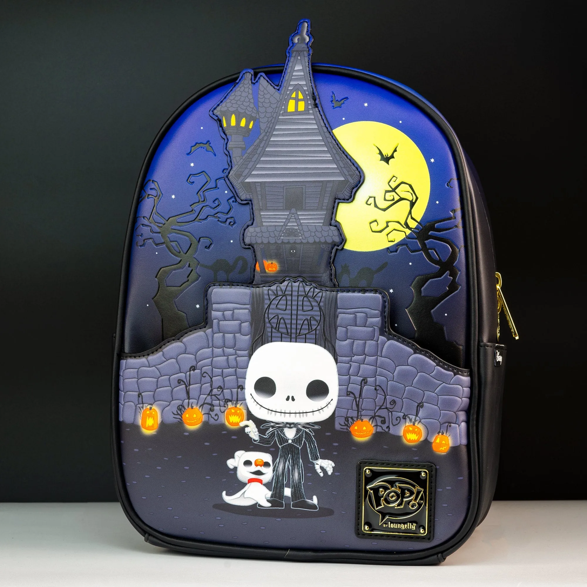 Loungefly x NBC Jack Skellington and Zero GITD House Mini Backpack
