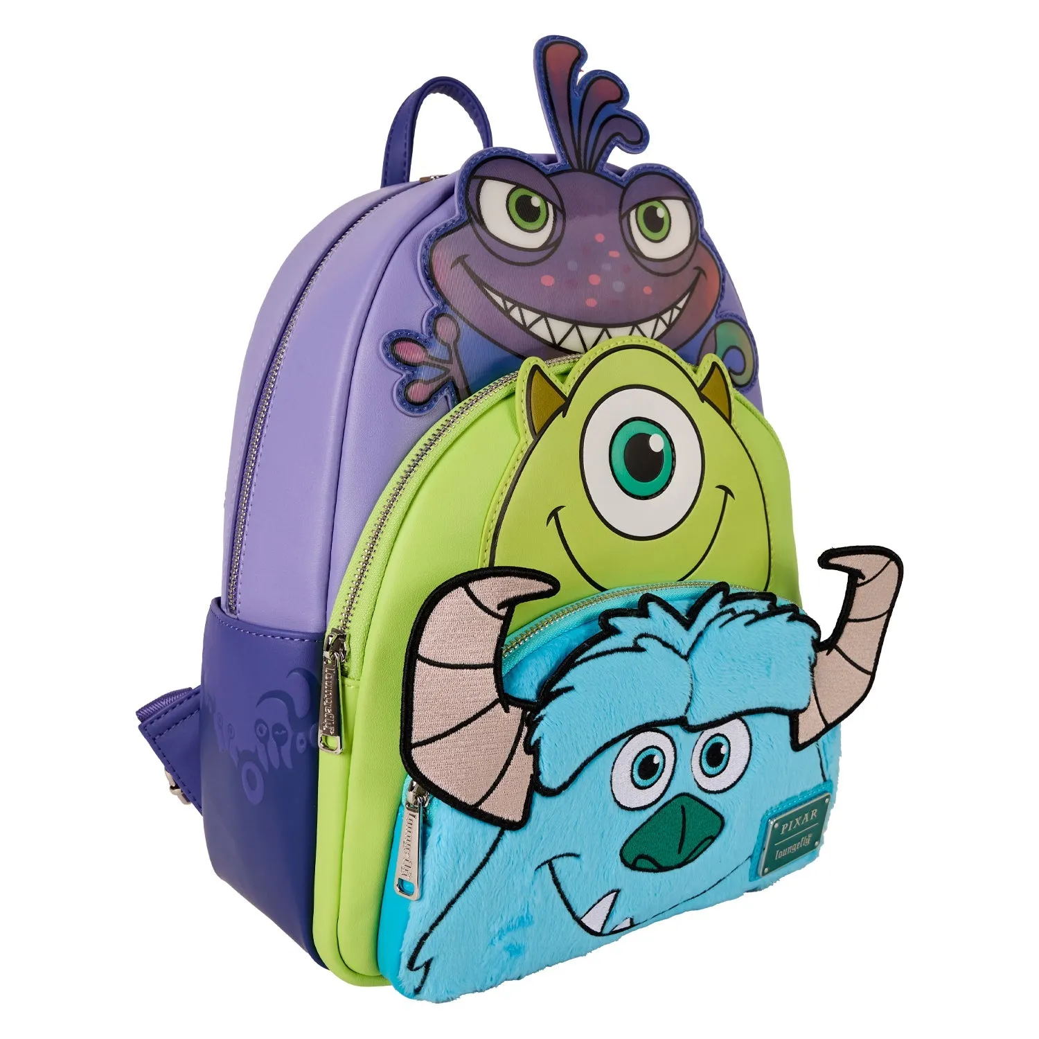 Loungefly x Pixar Monsters Inc. Mike, Sulley and Randall Triple Pocket Mini Backpack