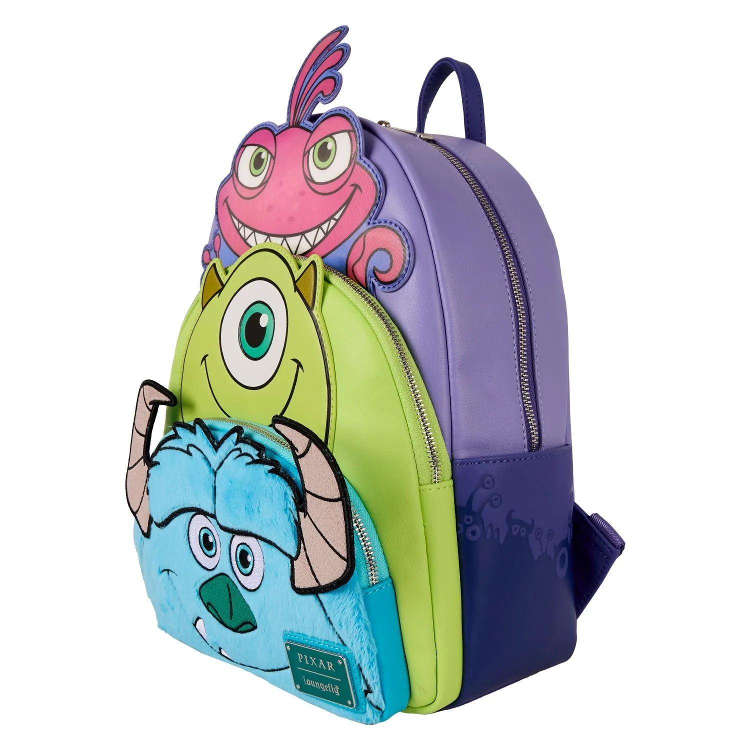 Loungefly x Pixar Monsters Inc. Mike, Sulley and Randall Triple Pocket Mini Backpack