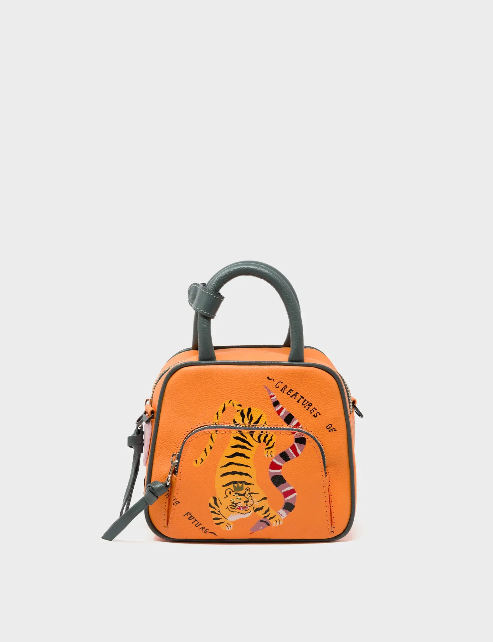 Marino Mini Crossbody Blazing Orange Leather Bag - Creatures of the Future Design
