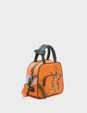 Marino Mini Crossbody Blazing Orange Leather Bag - Creatures of the Future Design