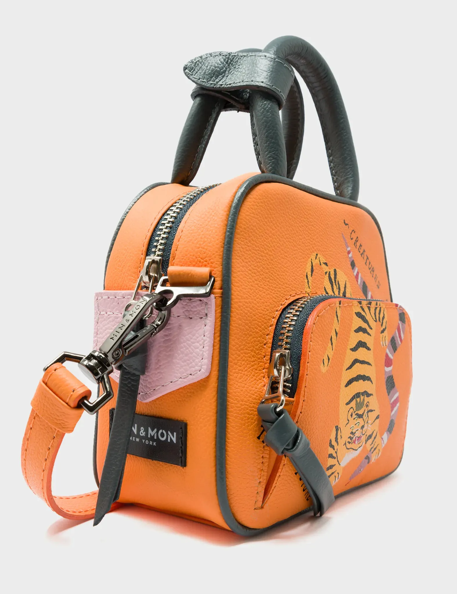 Marino Mini Crossbody Blazing Orange Leather Bag - Creatures of the Future Design