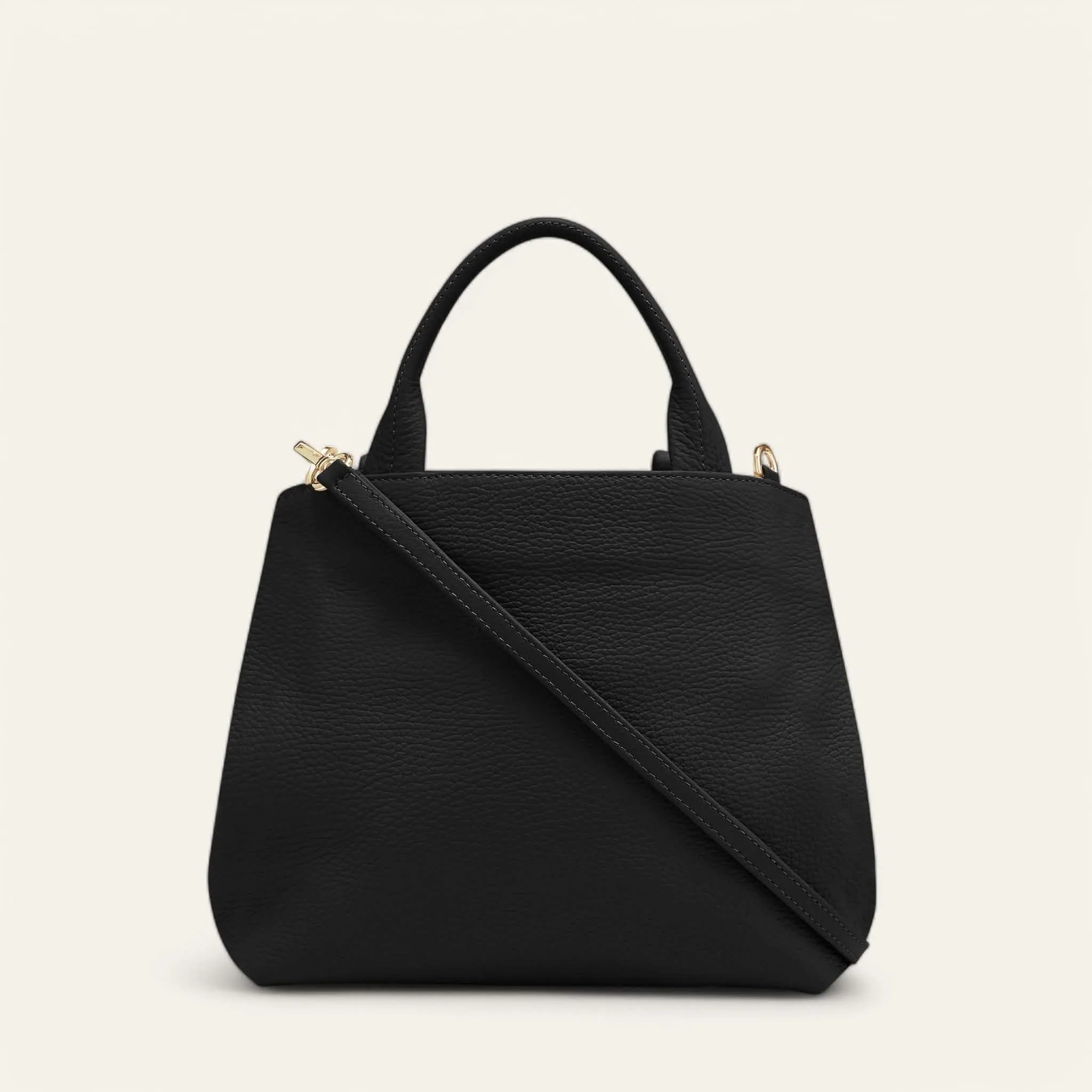 Mini D Tote | Black with Gold hardware