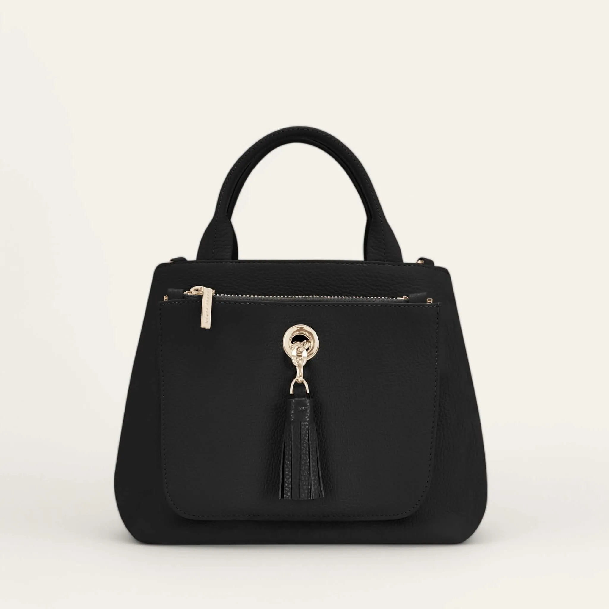 Mini D Tote | Black with Gold hardware