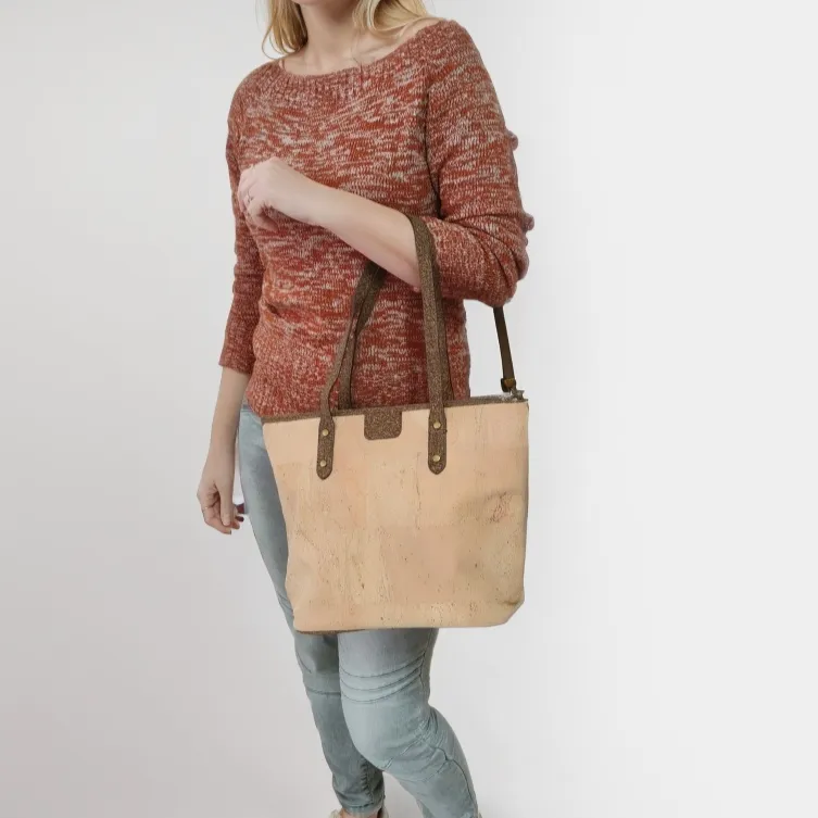 Natural Cork Women's Tote Bag - Spacious, Minimalist, and Sustainable BAG-2313