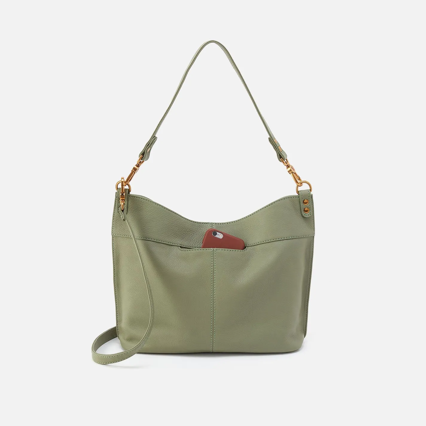 Pier Shoulder Bag In Pebbled Leather - Watercress