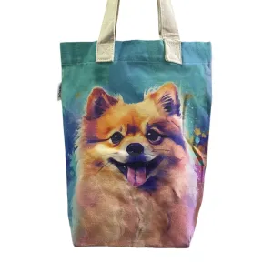 Pomeranian Dog Art Print Cotton Tote Bag